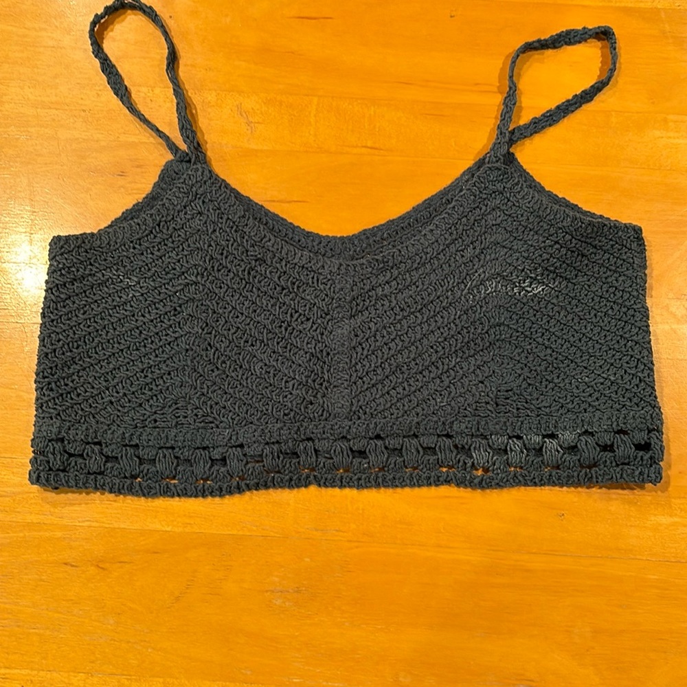 Handmade teal knit top